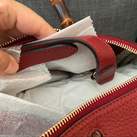 Gucci satchel handbag NWT bamboo Boston Bag leather - Picture 6 of 9